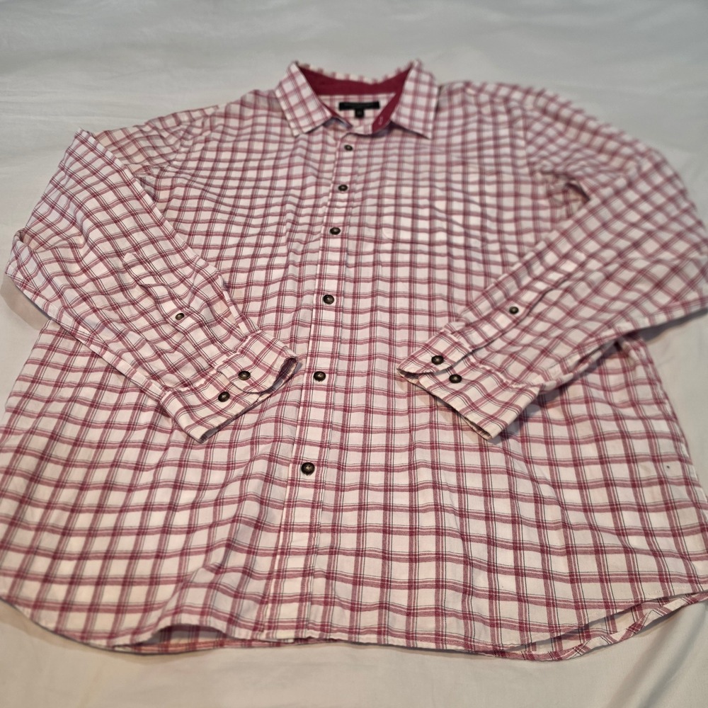 Banana Republic Button Down Shirt Mens XL Red White Plaid Cotton Soft